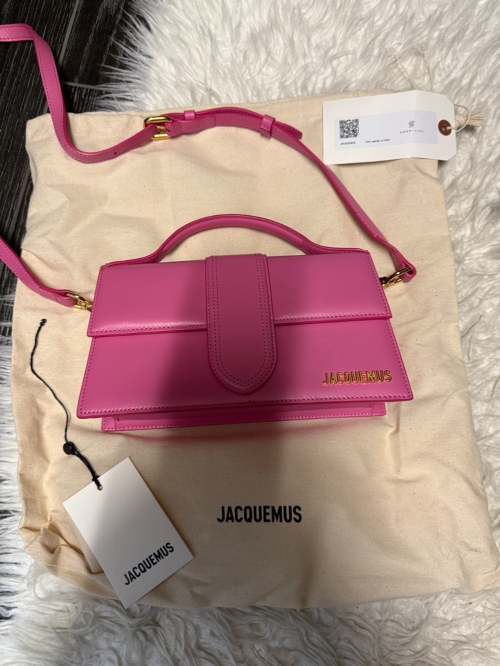 Jacquemus Bright Pink Le Bambino-Style Leather Crossbody Bag